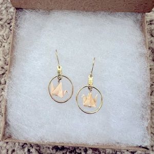 Tiny origami paper bird earrings